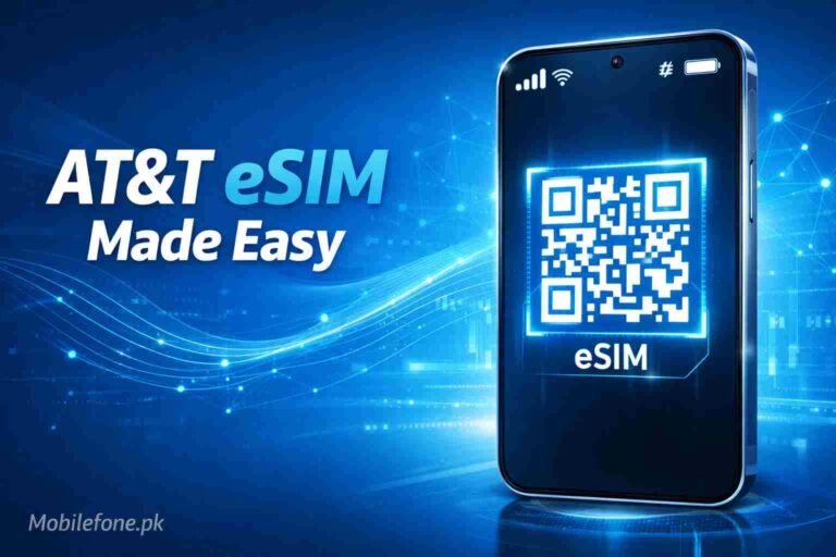 Smartphone with AT&T eSIM QR Code